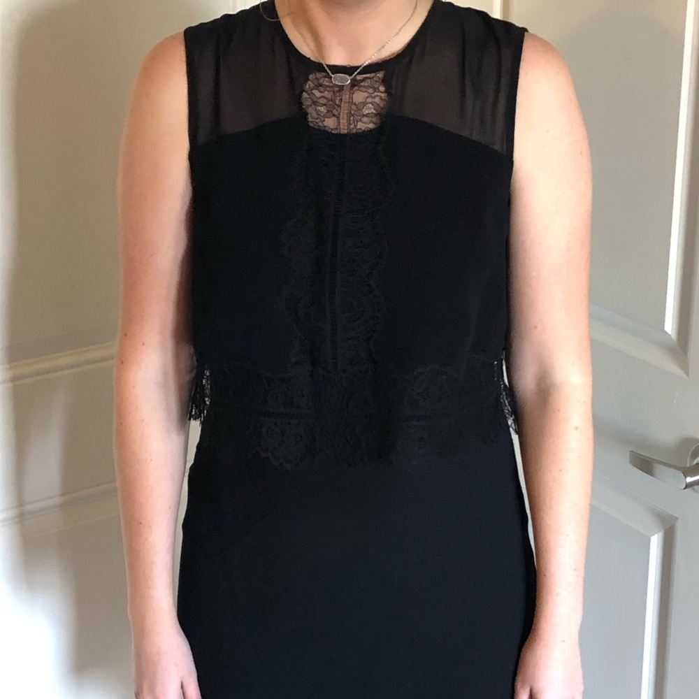 Sandro Paris Black Dress with Lace Detail